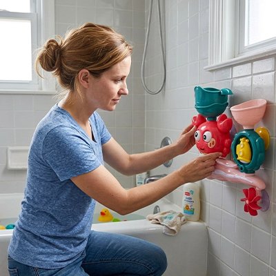 Jouet baignoire bebe maman fixe