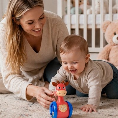 Jouet bebe course girafe