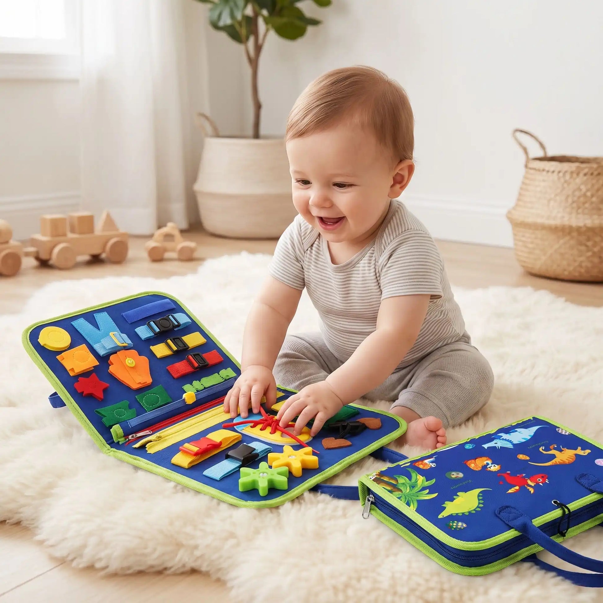 busy board bébé blue chambre