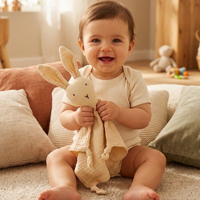 Doudou lapin beige