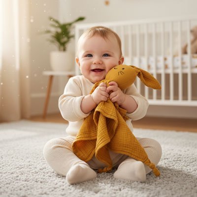 Doudou lapin orange