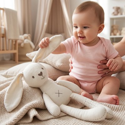 Doudou lapin rosalie