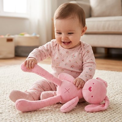 Doudou lapin rose