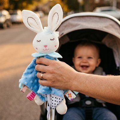  doudou lapin bleu