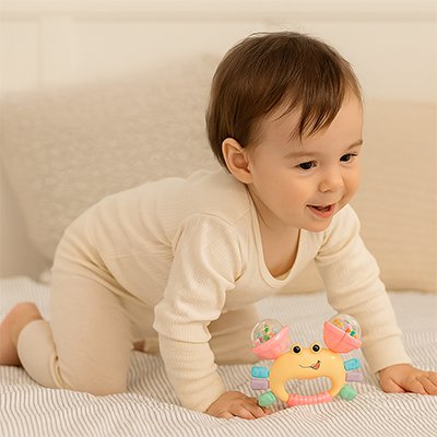Hochet bébé bleu rose