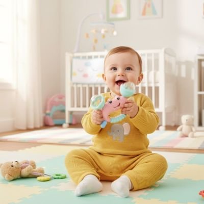 Hochet bébé pastel rose