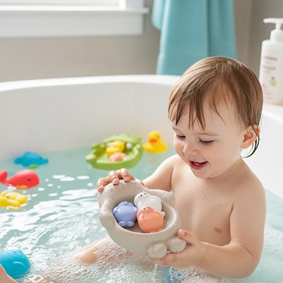 Jouet baignoire bebe loutre couleur