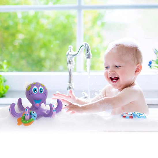 Jouet baignoire bebe pieuvre flottant