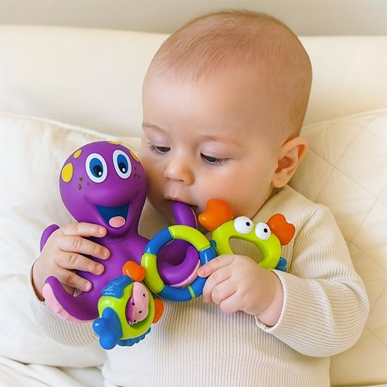 Jouet baignoire bebe pieuvre violette