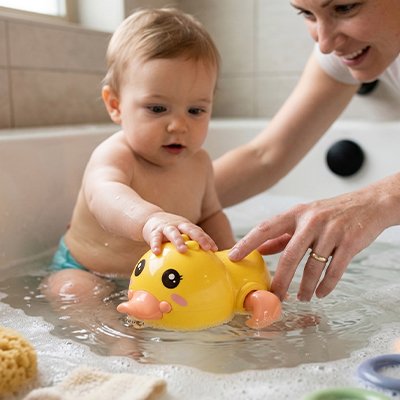 Jouet baignoire pour bebe canard jaune