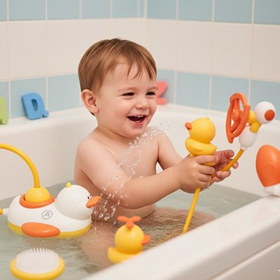 Jouet bain bébé content douche