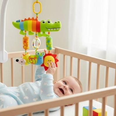 Jouet bebe dans lit