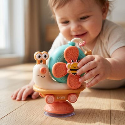 Jouet bebe escargot orange