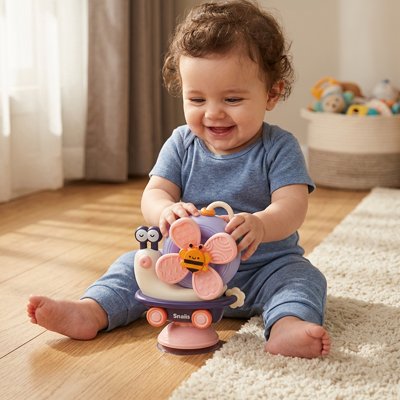 Jouet bebe escargot violet