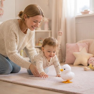 Jouet bebe oisillon blanc