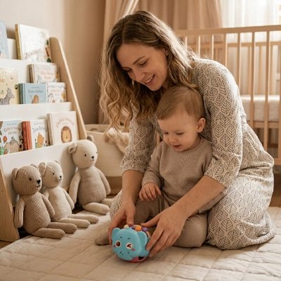 Jouet éveil bebe maman joue