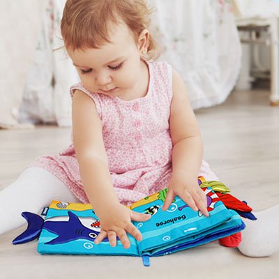 Livre bebe en tissus aqua