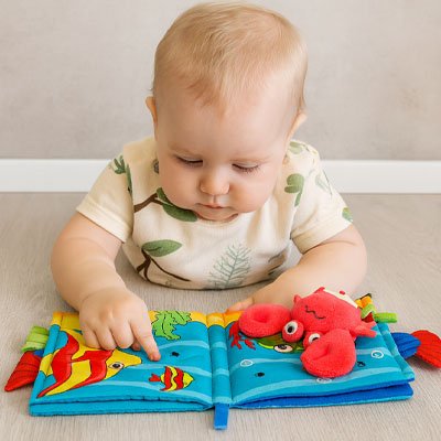 Livre bebe en tissus aquatique