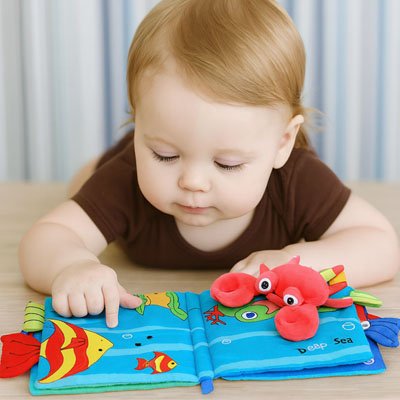 Livre bebe en tissus crabe