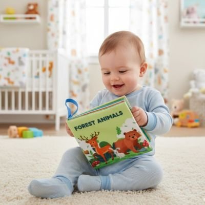 Livre bebe en tissus forest