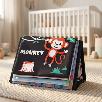 Livre bebe en tissus triangle monkey