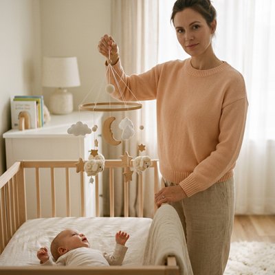 Mobile bébé maman chambre
