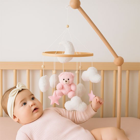 Mobile bebe rose blanc