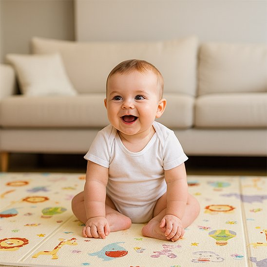 Tapis bebe bébé content