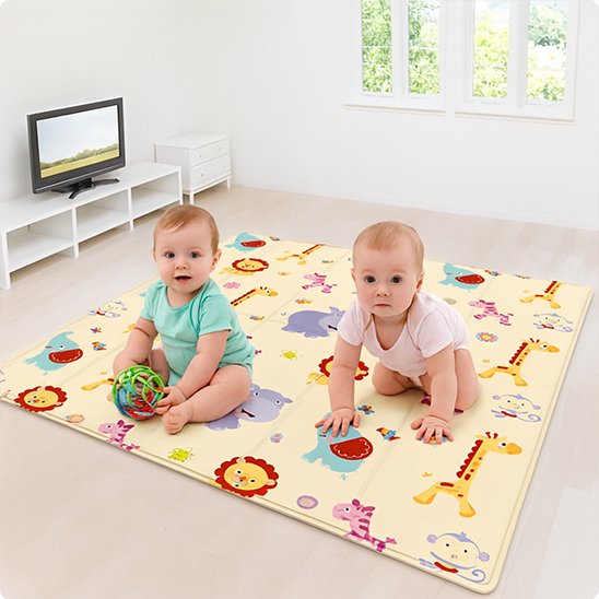 Tapis bebe jumeau salon