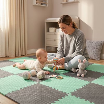 Tapis mousse puzzle bébé maman