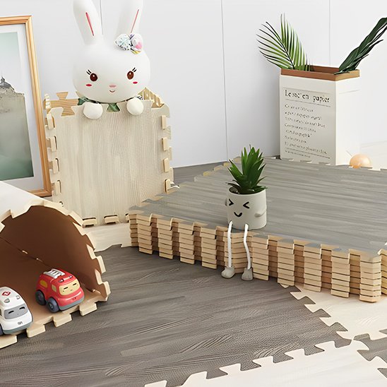 Tapis puzzle dalles gris