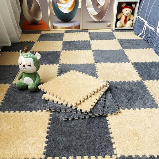Tapis puzzle gris beige