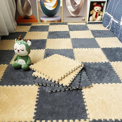 Tapis puzzle gris beige
