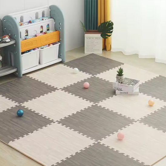 Tapis puzzle gris salle jeux